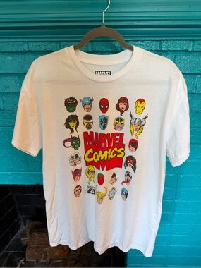 Marvel White T‑Shirt with Vintage Heros
